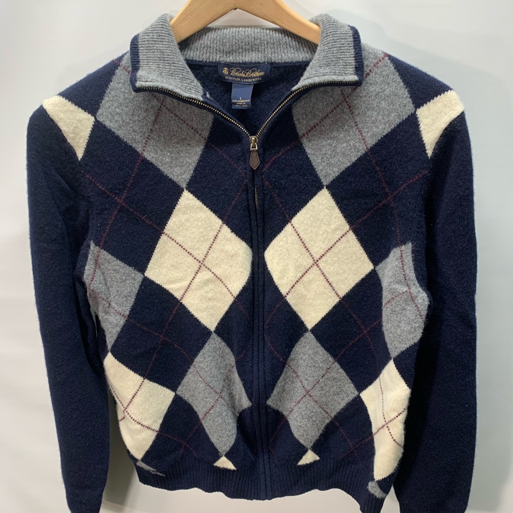 Brooks Brothers Lambswool Full Zip Sweater Size L